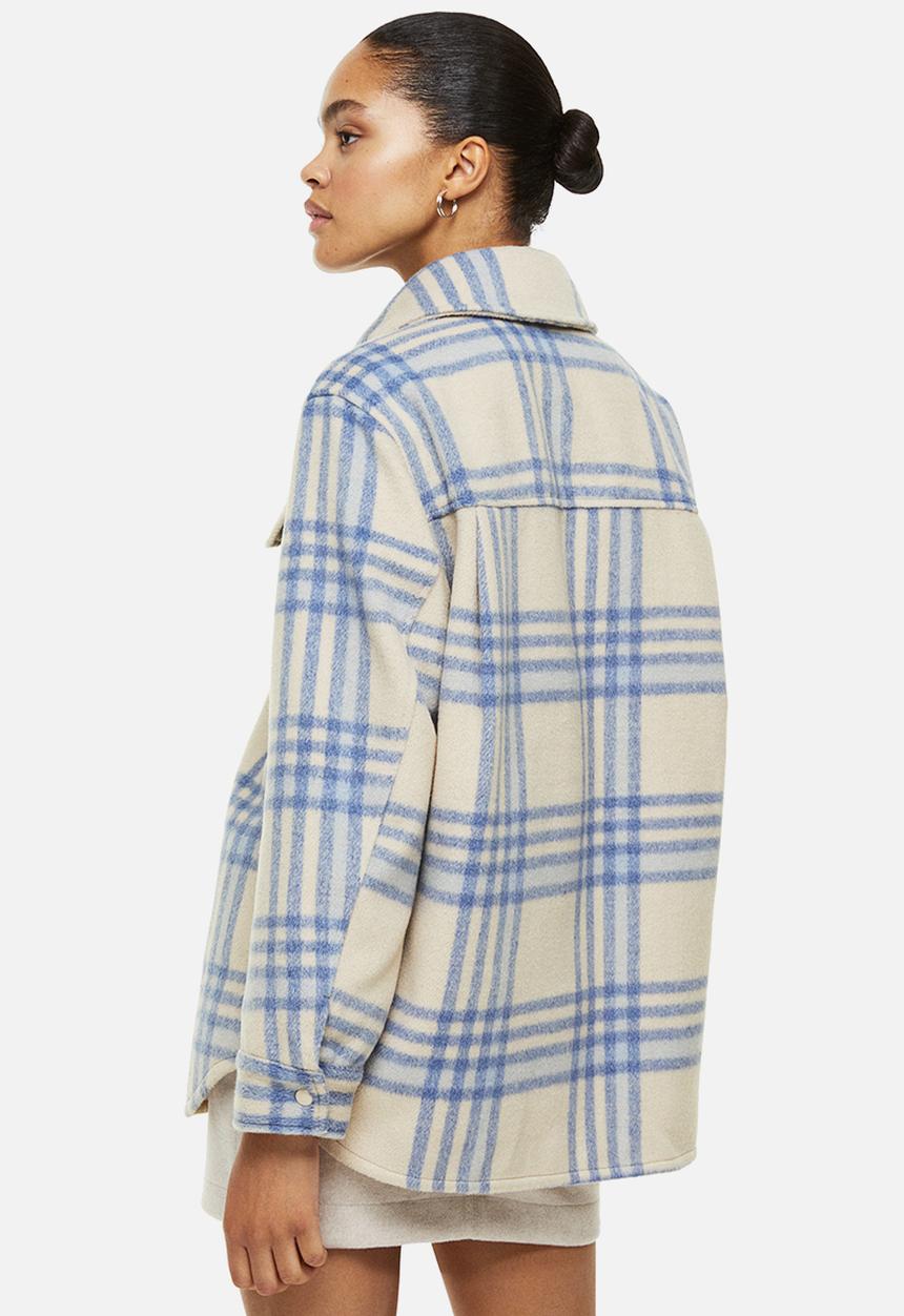 H&M - Shacket - light beige/checked 