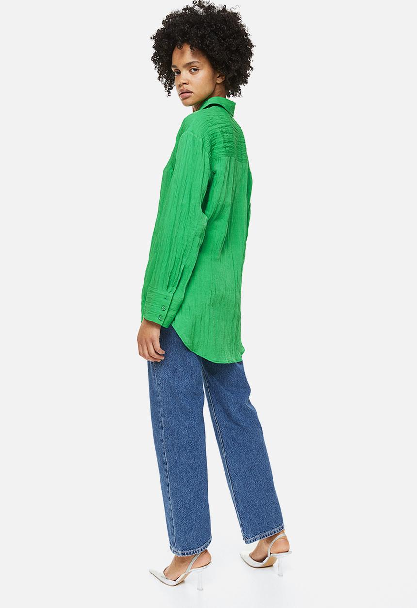 H&M - Crinkled chiffon shirt - green