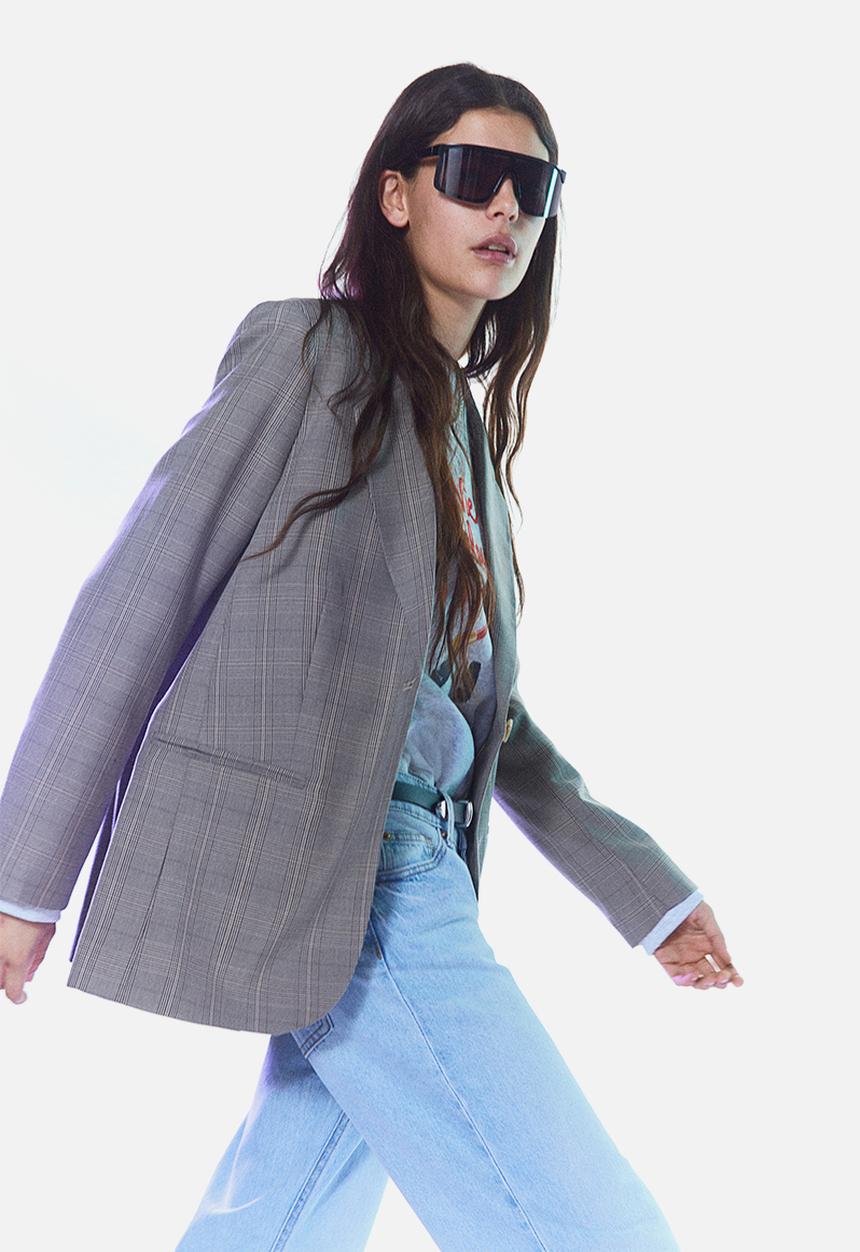 H&M - Single-breasted blazer - dark beige/checked