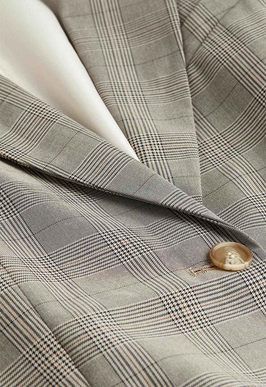 H&M - Single-breasted blazer - dark beige/checked