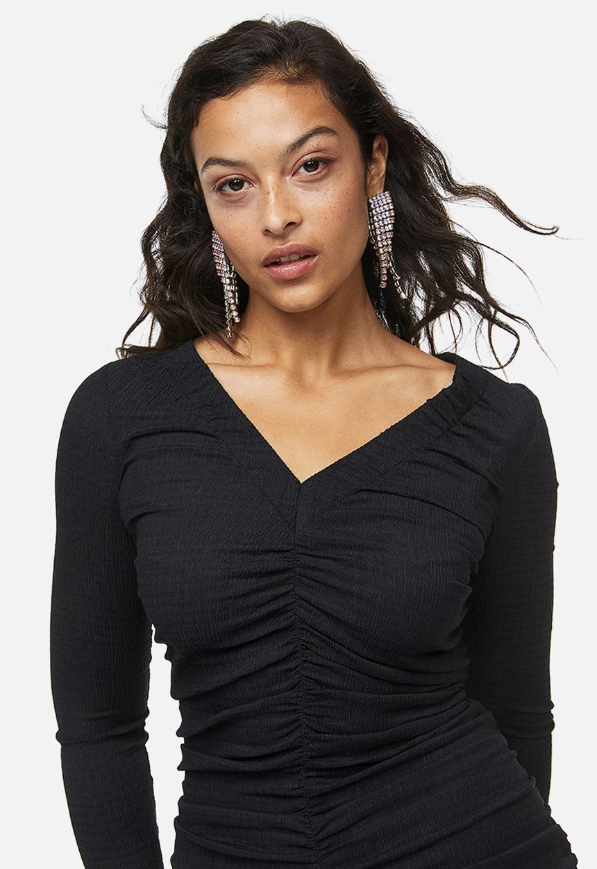 H&M - Gathered crêpe dress - black