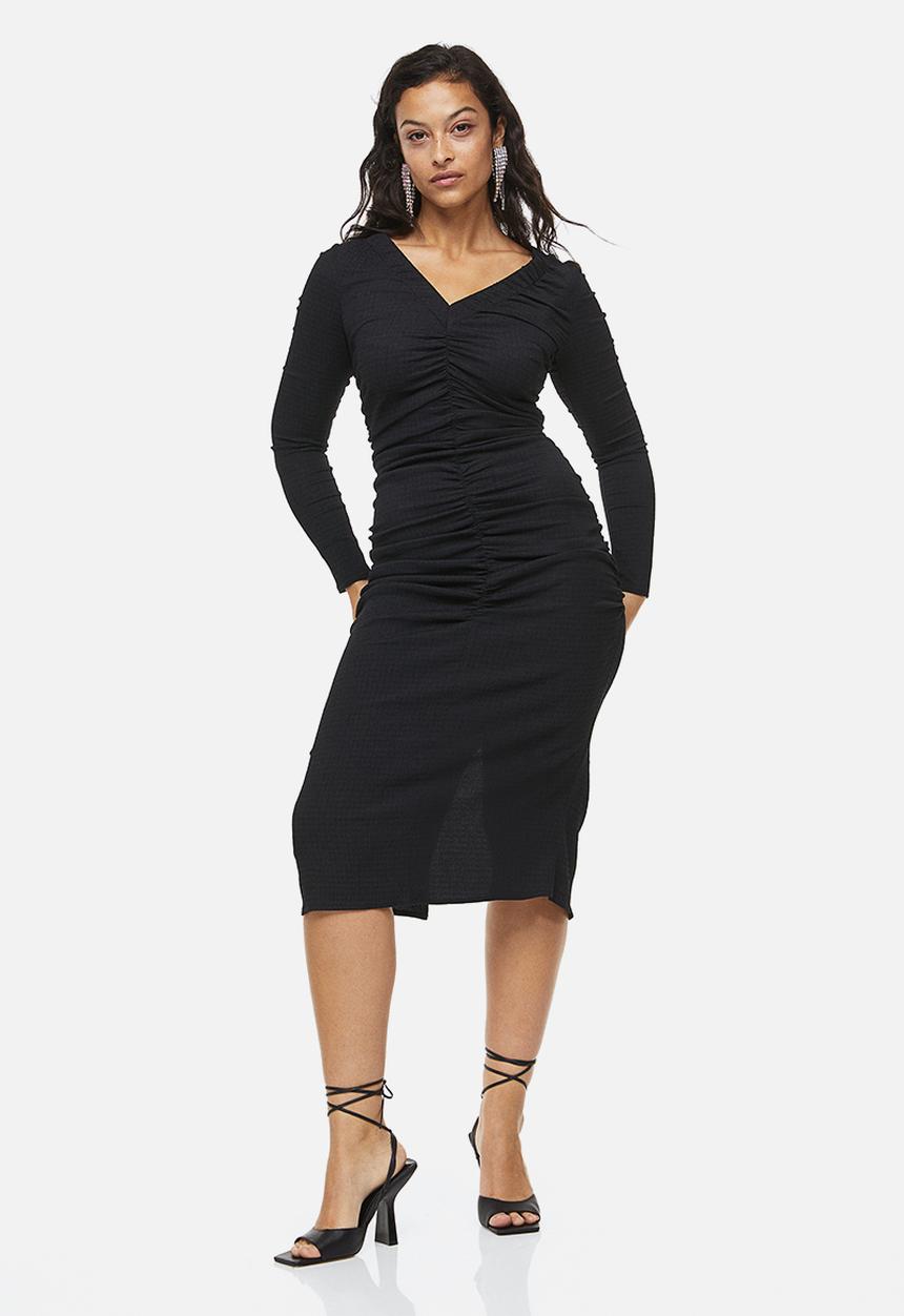 H&M - Gathered crêpe dress - black