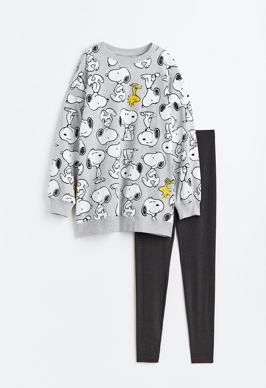 H&M - Printed pyjamas - grey marl/snoopy