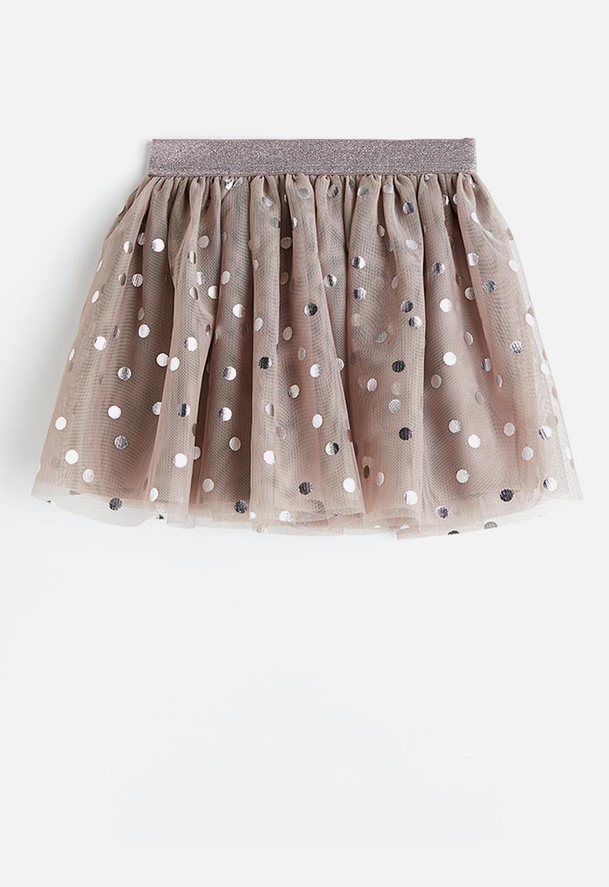 H&M - Glittery tulle skirt - greige/spotted