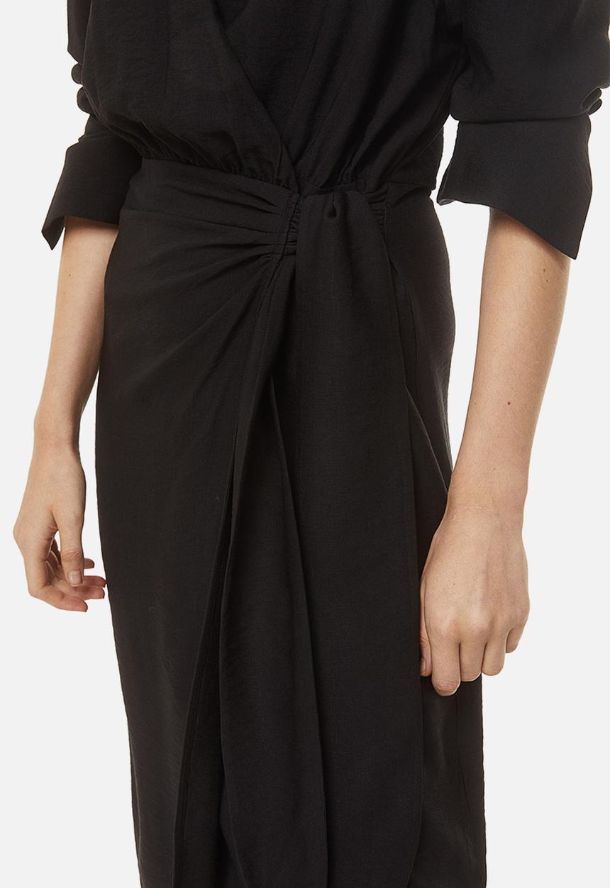 H&M - Tie-detail wrap dress - black