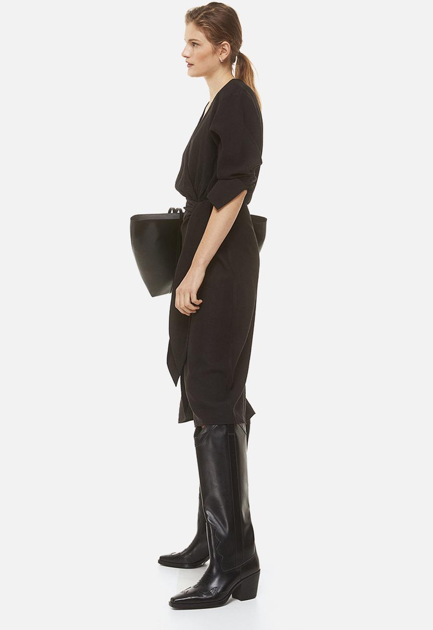 H&M - Tie-detail wrap dress - black