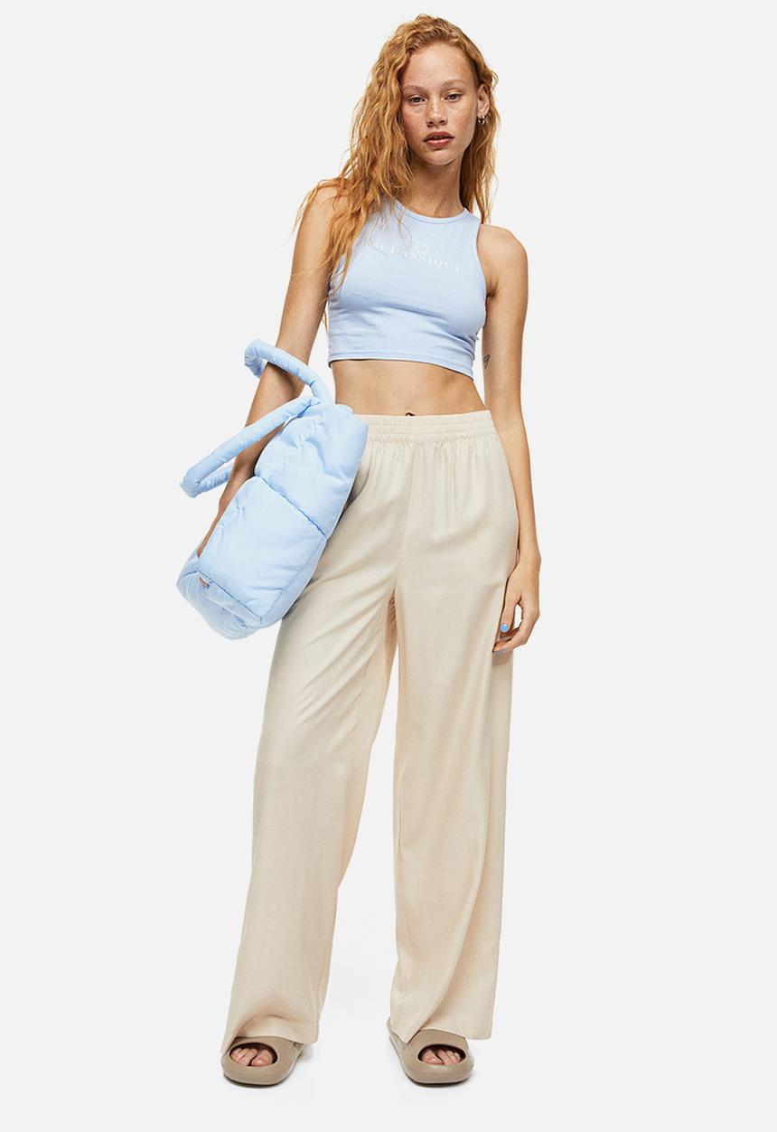 H&M - Wide pull-on trousers - light beige