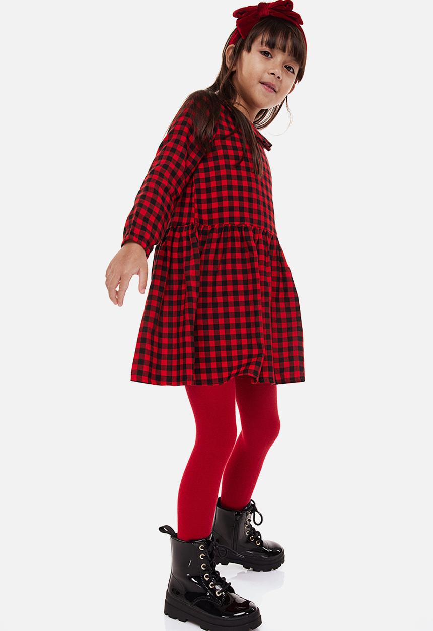 H&M - Patterned flounced dress - red checked 