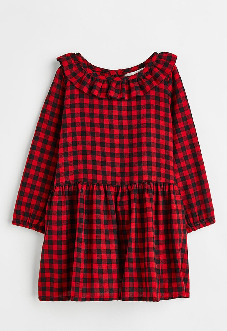 H&M - Patterned flounced dress - red checked 