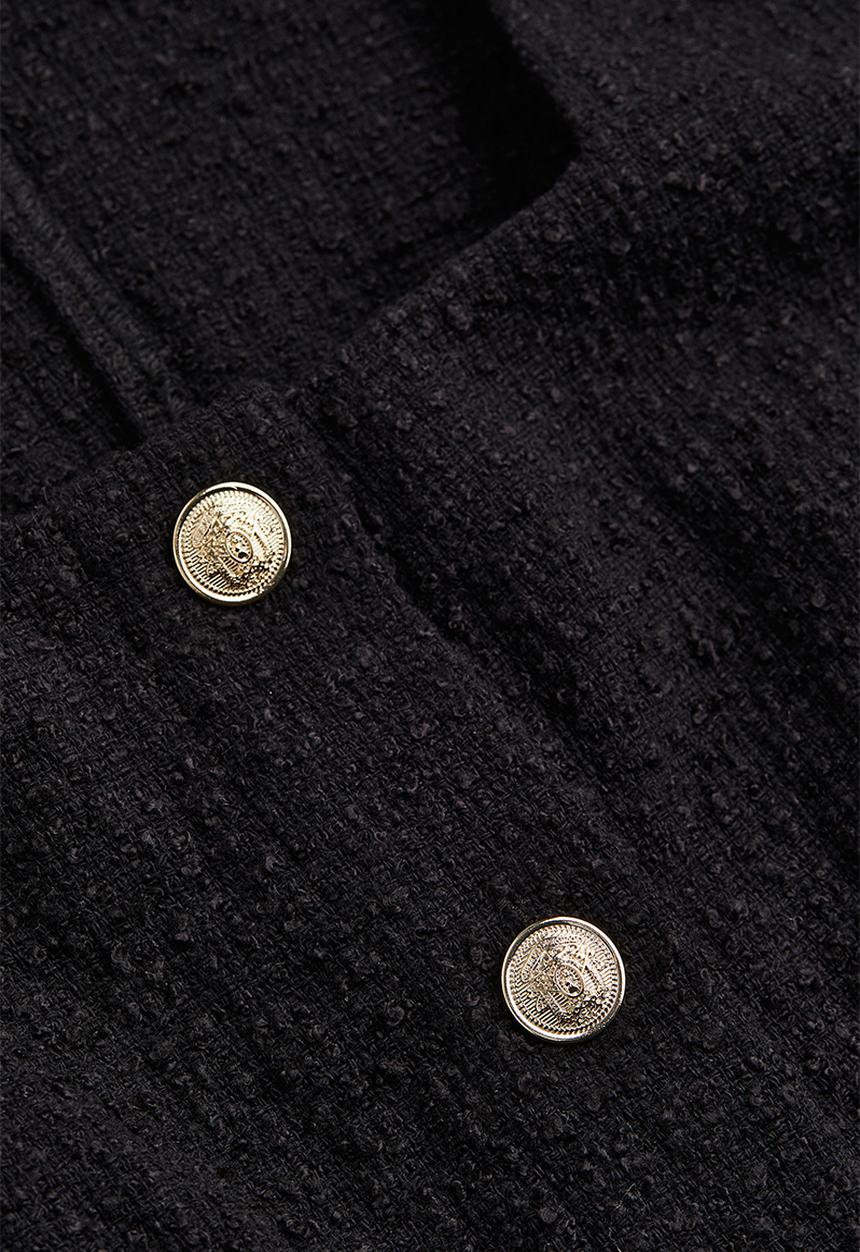 H&M - Button-front bouclé dress - black