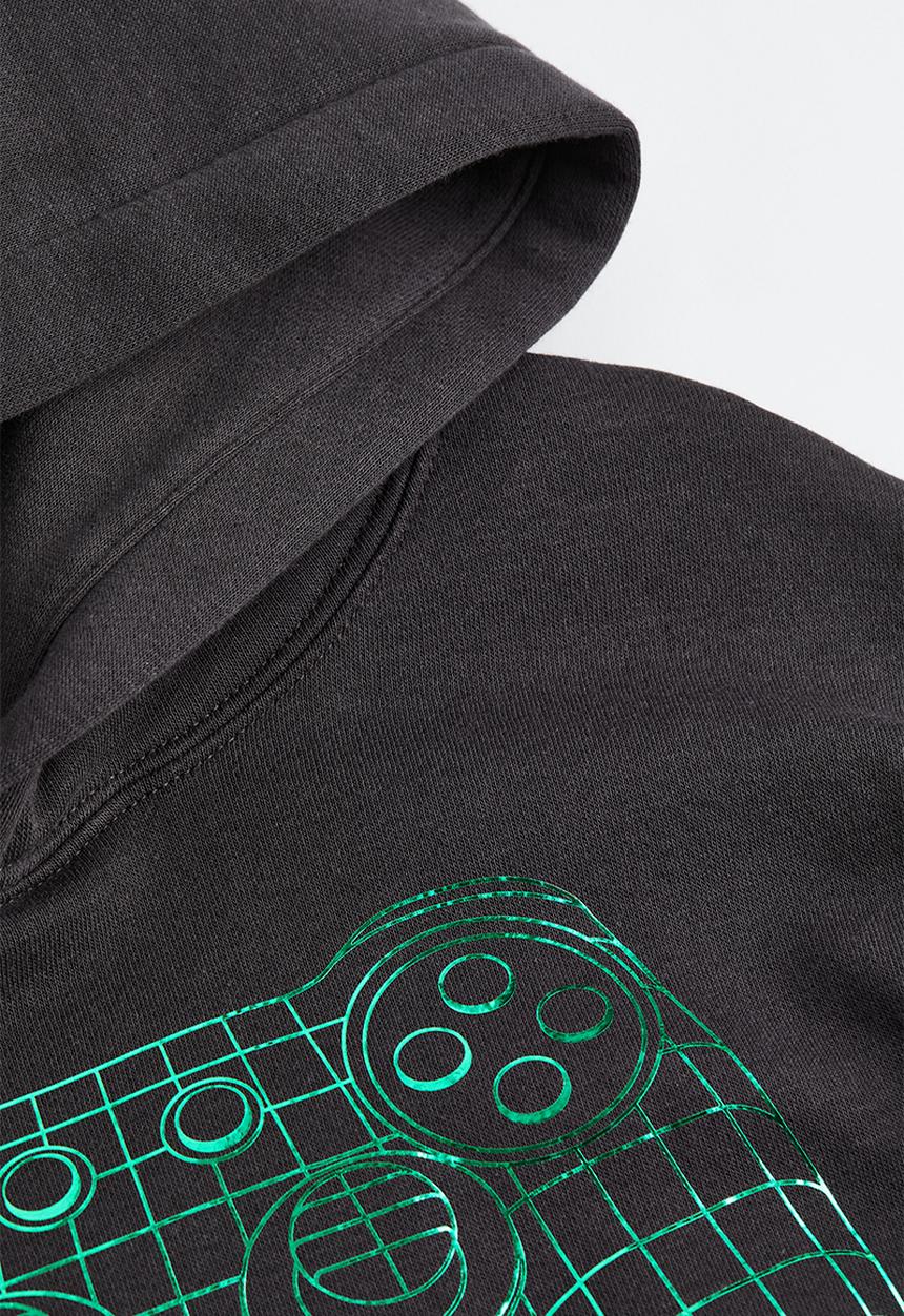 H&M - Oversized printed hoodie - black/game controller