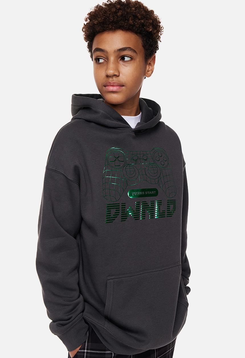 H&M - Oversized printed hoodie - black/game controller