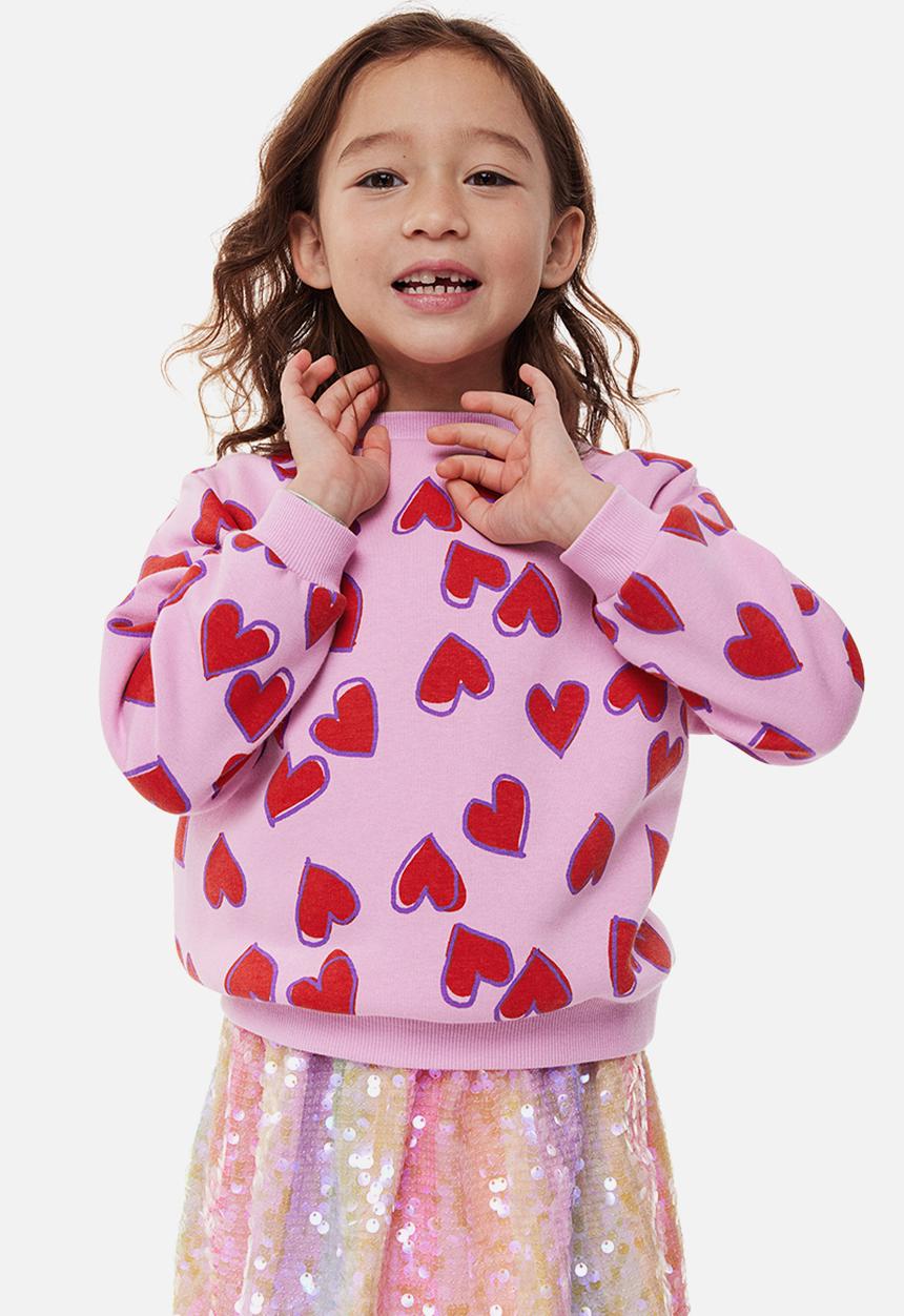 H&M - Printed sweatshirt - pink hearts 