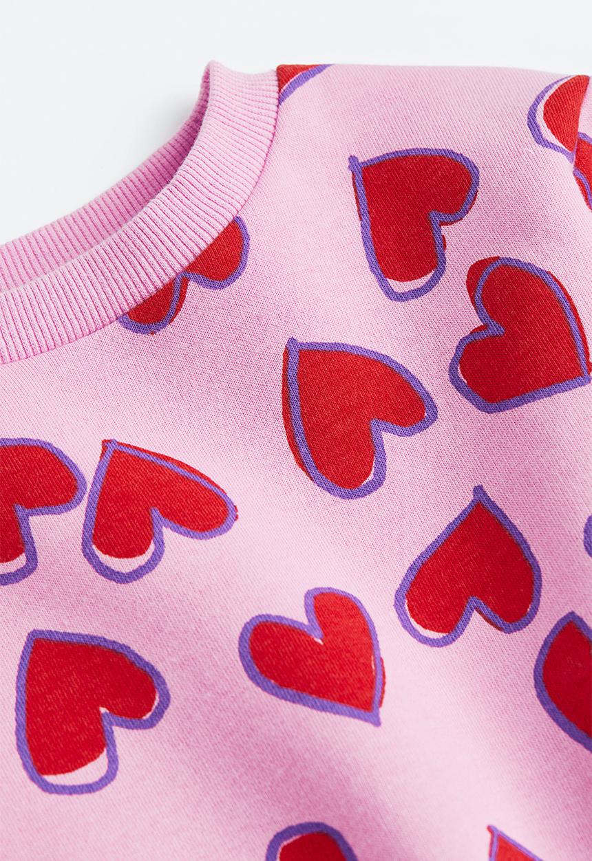 H&M - Printed sweatshirt - pink hearts 