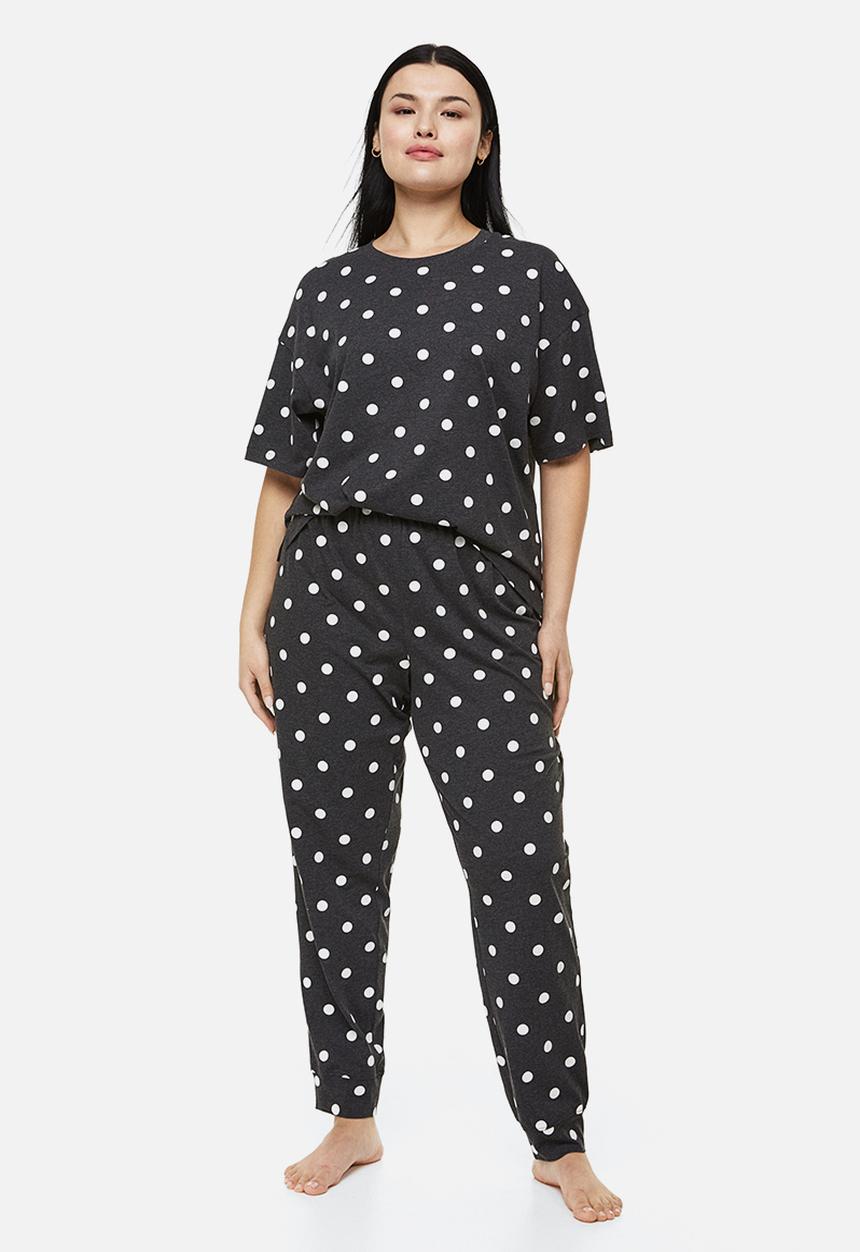 H&M - Jersey pyjamas - dark grey/spotted