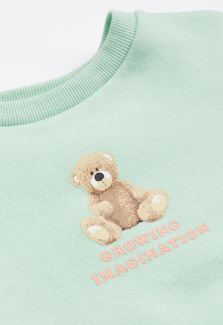 H&M - Printed sweatshirt - light green teddy bear 