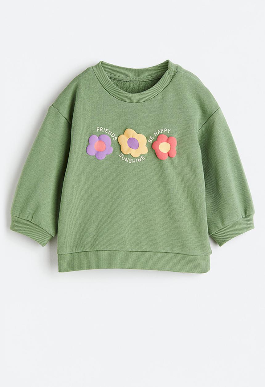 H&M - Sweatshirt - green/flowers