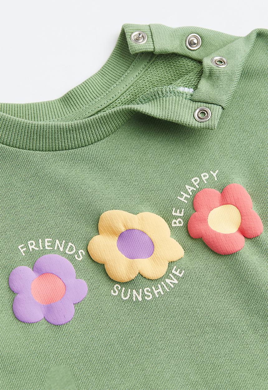 H&M - Sweatshirt - green/flowers