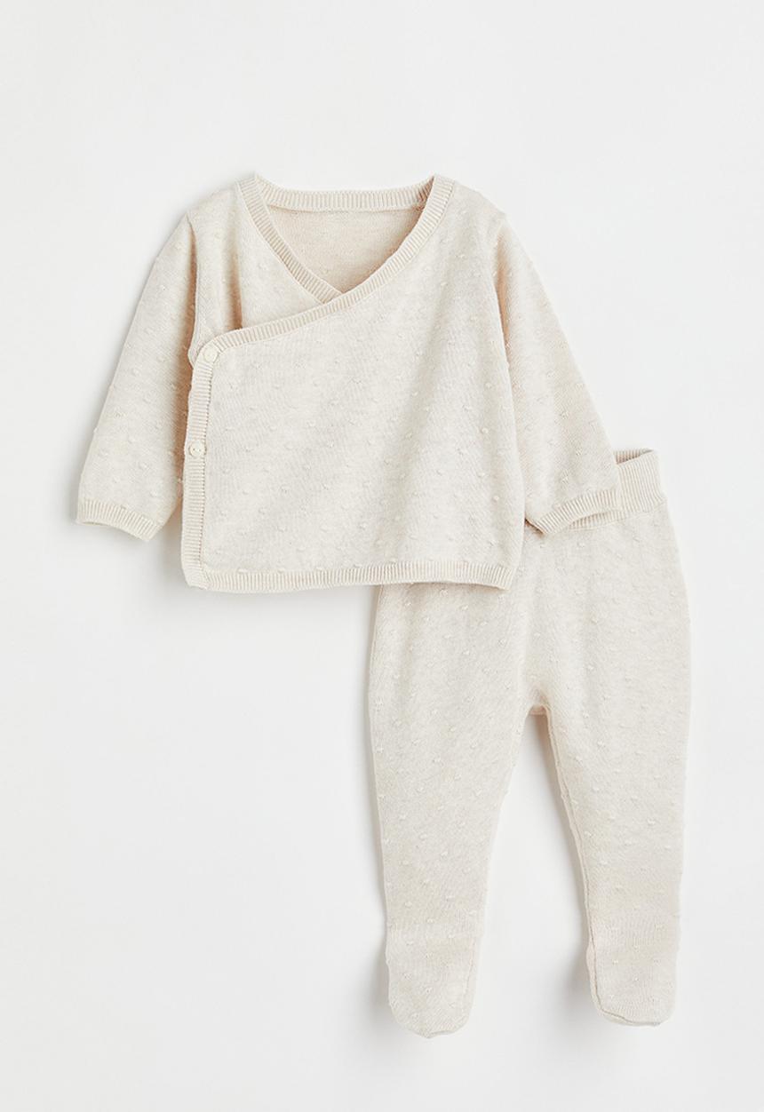 H&M - 2-piece knitted cotton set - light beige