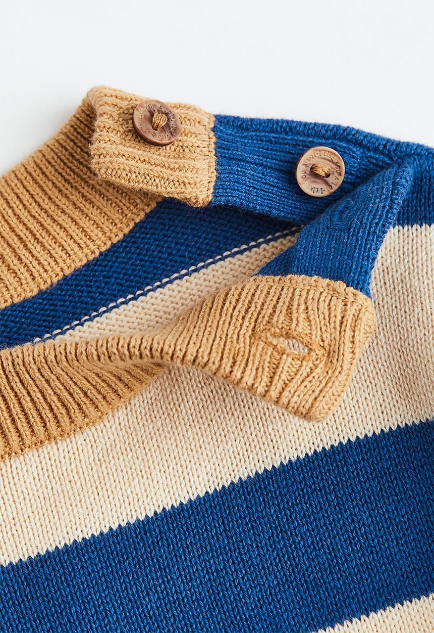H&M - Cotton jumper - light beige/blue striped