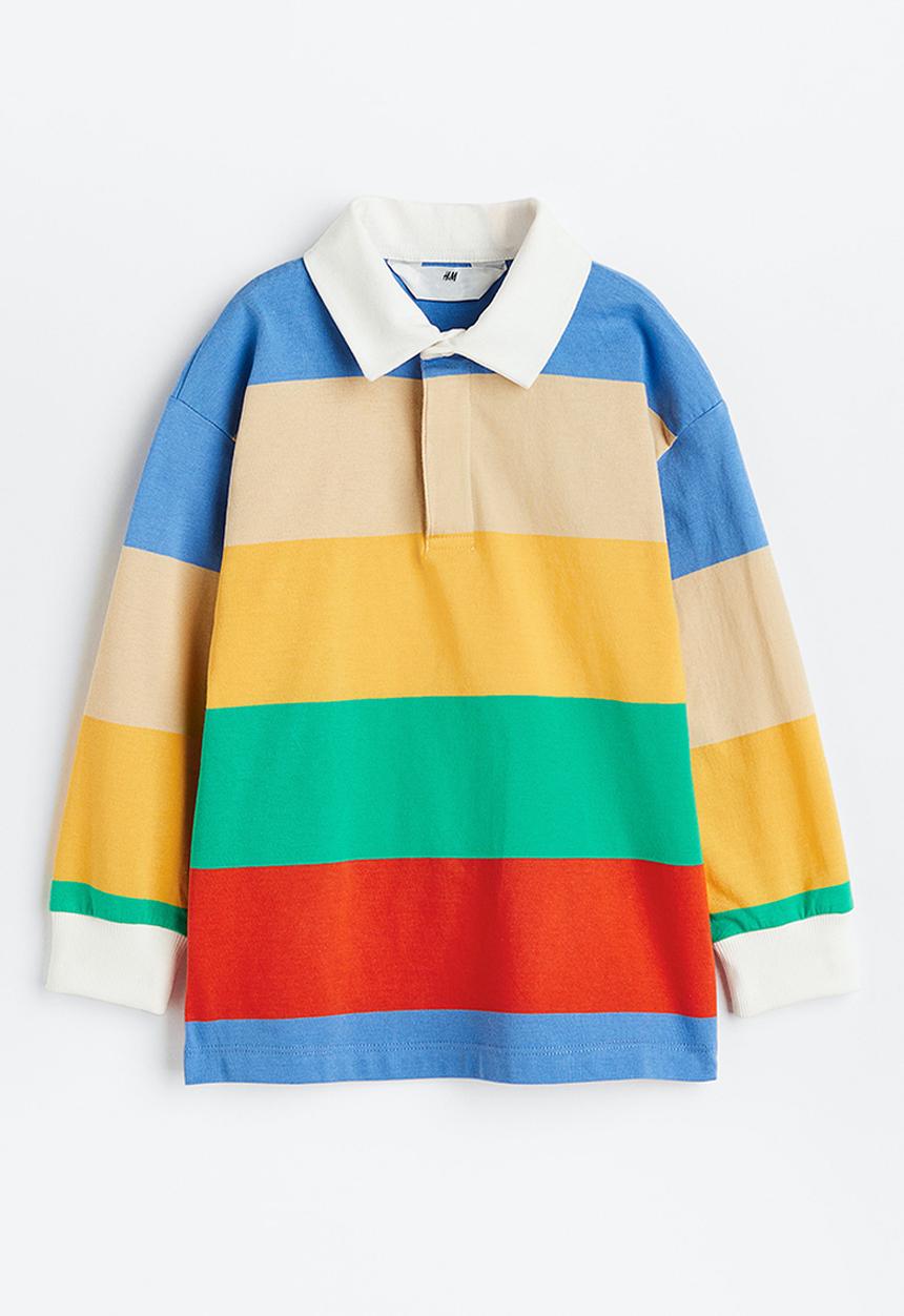 H&M - Cotton rugby shirt - green/block-striped
