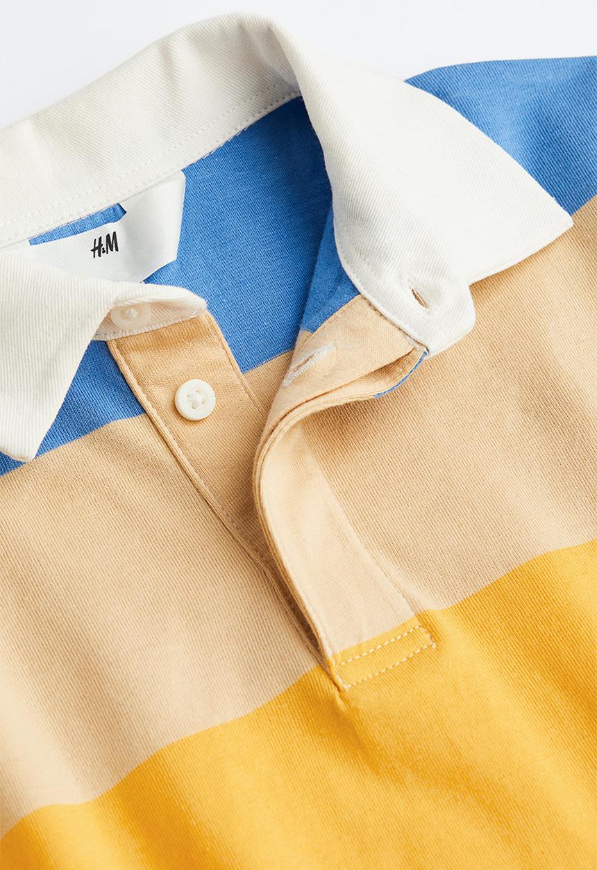 H&M - Cotton rugby shirt - green/block-striped