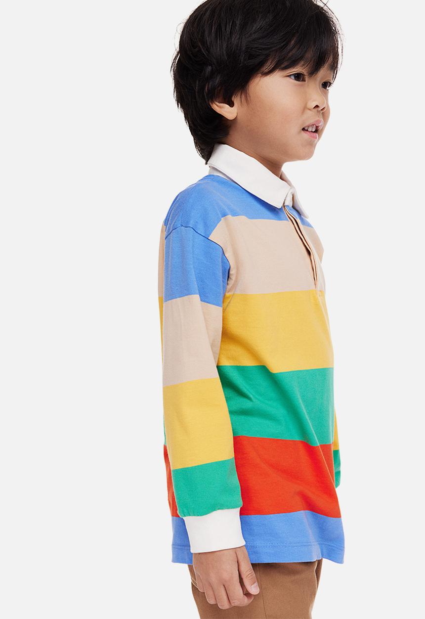 H&M - Cotton rugby shirt - green/block-striped