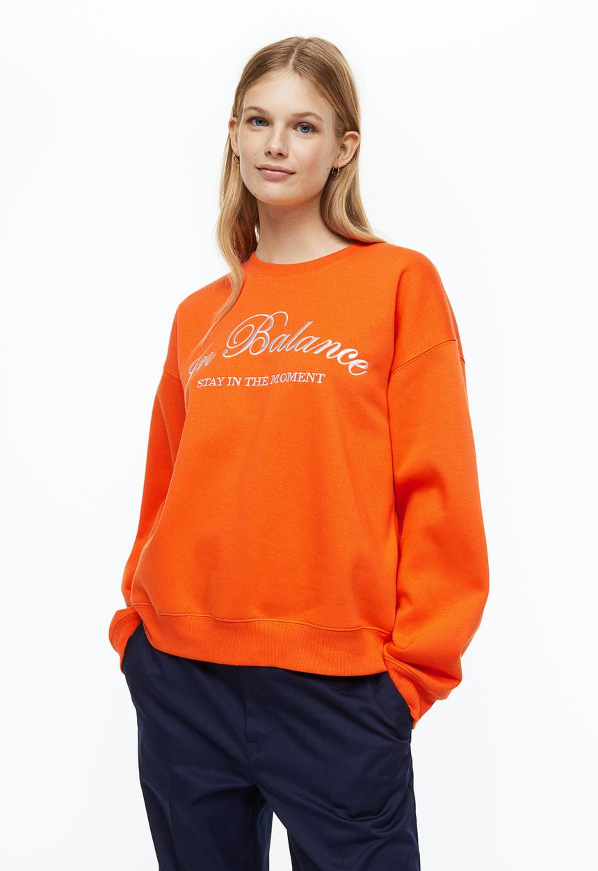 H&M - Embroidered sweatshirt - orange