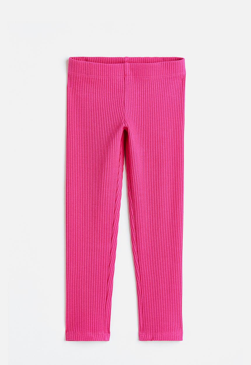 H&M - Ribbed cotton leggings - pink