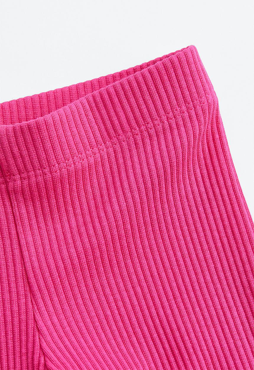 H&M - Ribbed cotton leggings - pink