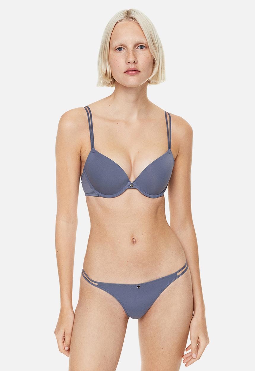 H&M - Microfibre push-up bra - pigeon blue