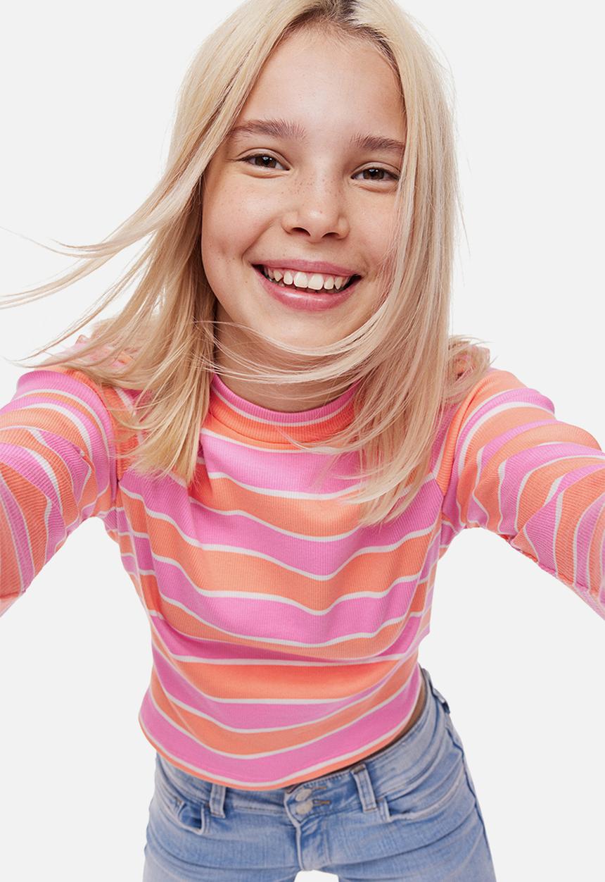 H&M - Long-sleeved jersey top - pink/striped