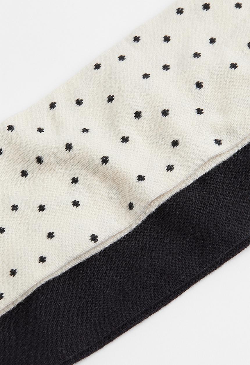 H&M - 2-pack fine-knit tights - beige ,black,multi