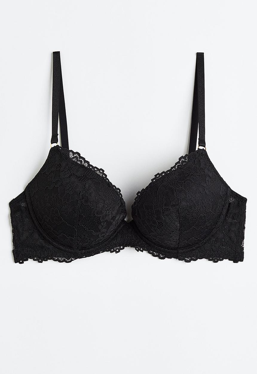 H&M - Lace super push-up bra - black