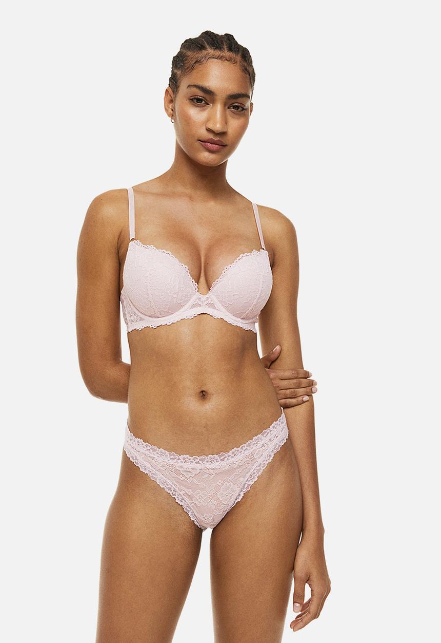 H&M - Lace super push-up bra - light pink