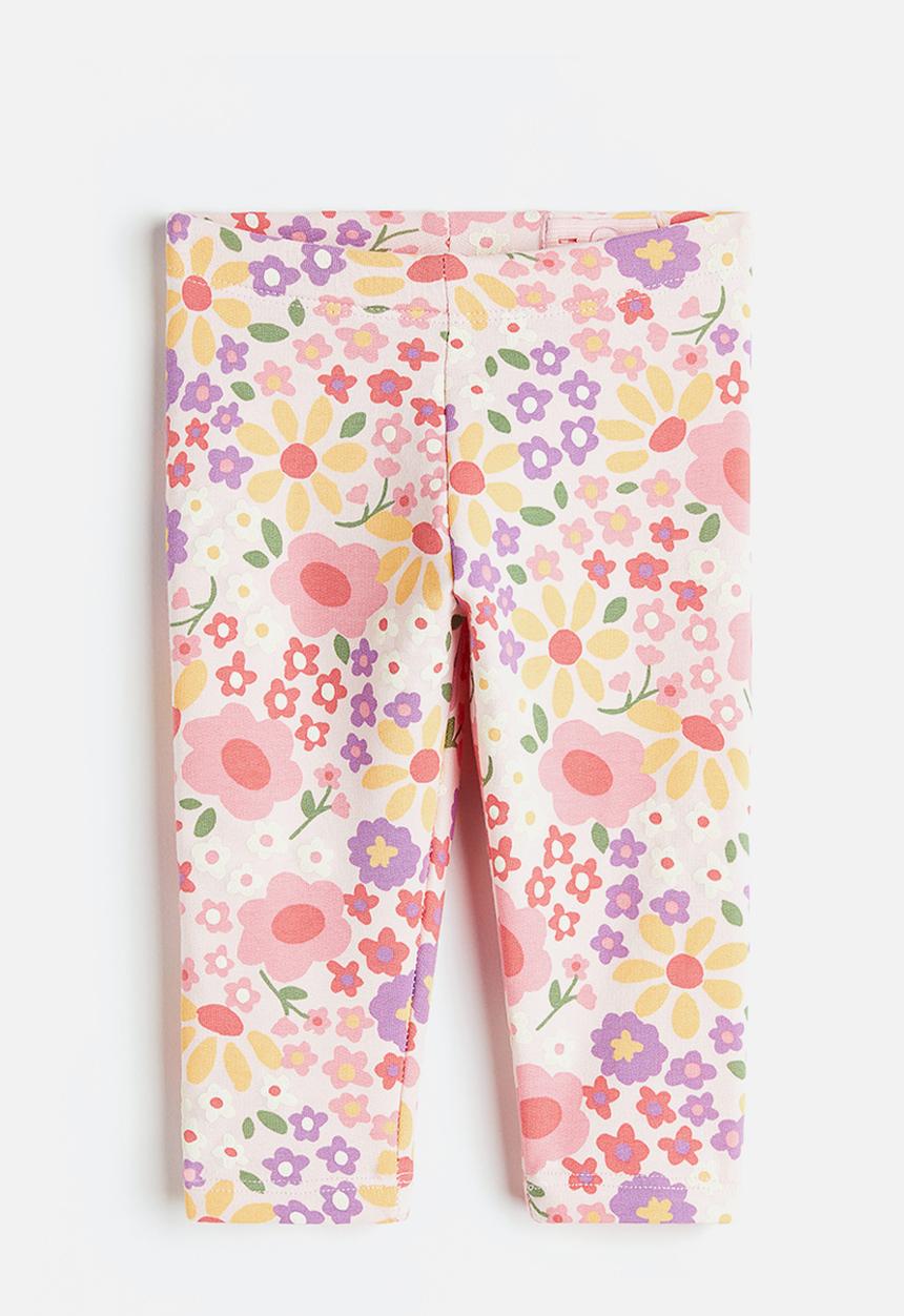 H&M - Brushed-inside leggings - pink/floral