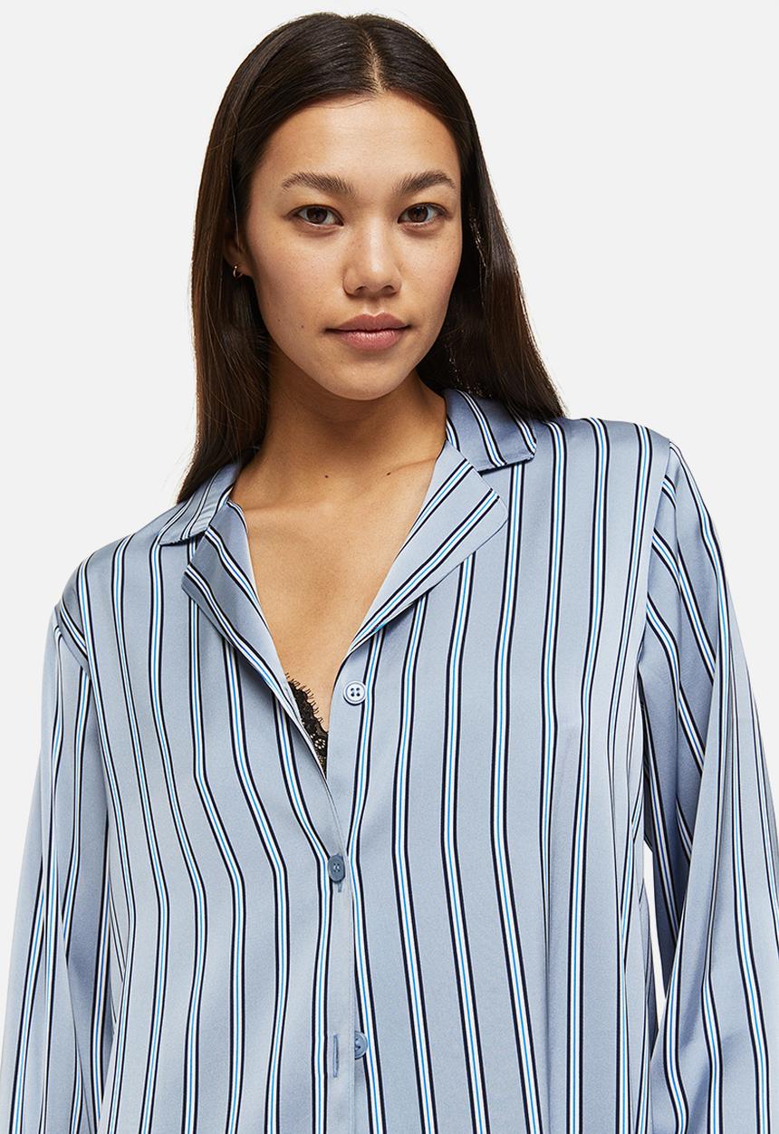 H&M - Satin pyjamas - light blue/striped 