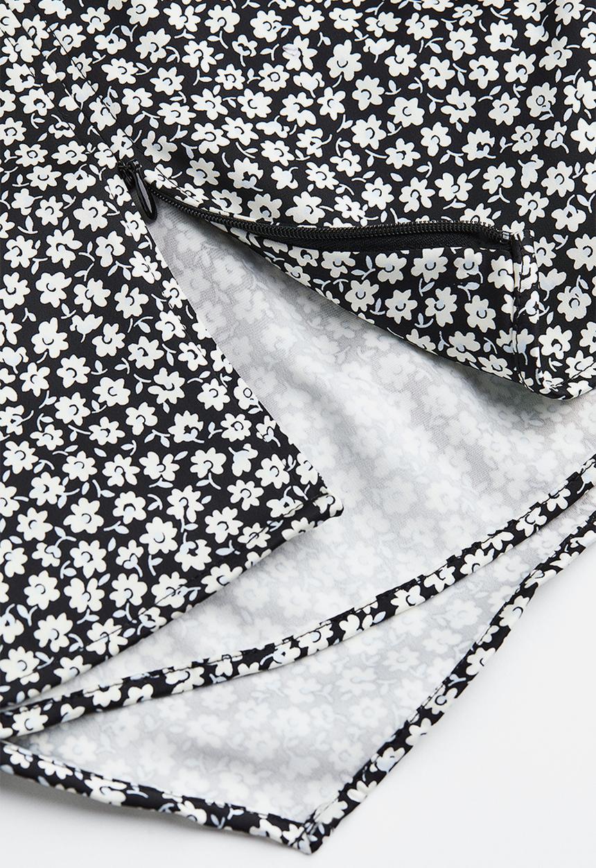 H&M - Satin wrap blouse - black,multi