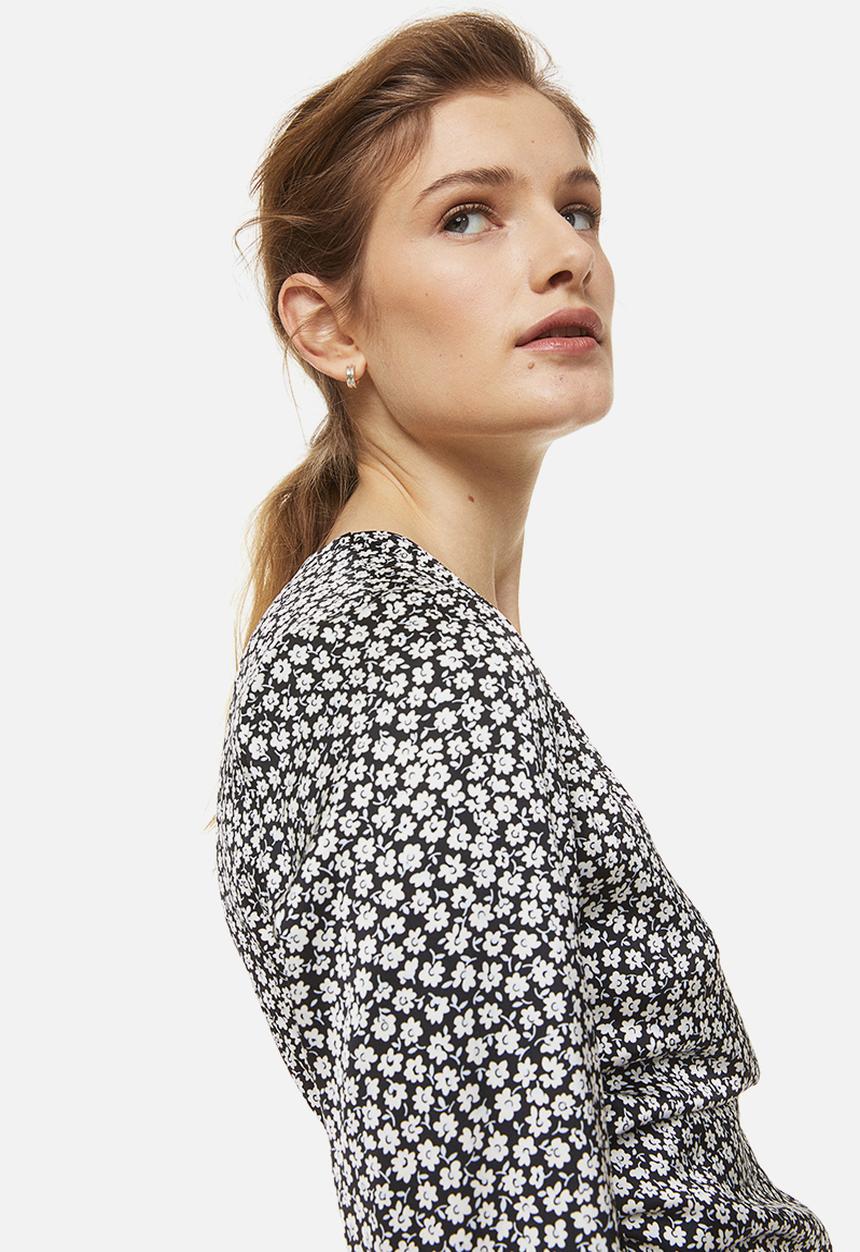 H&M - Satin wrap blouse - black,multi