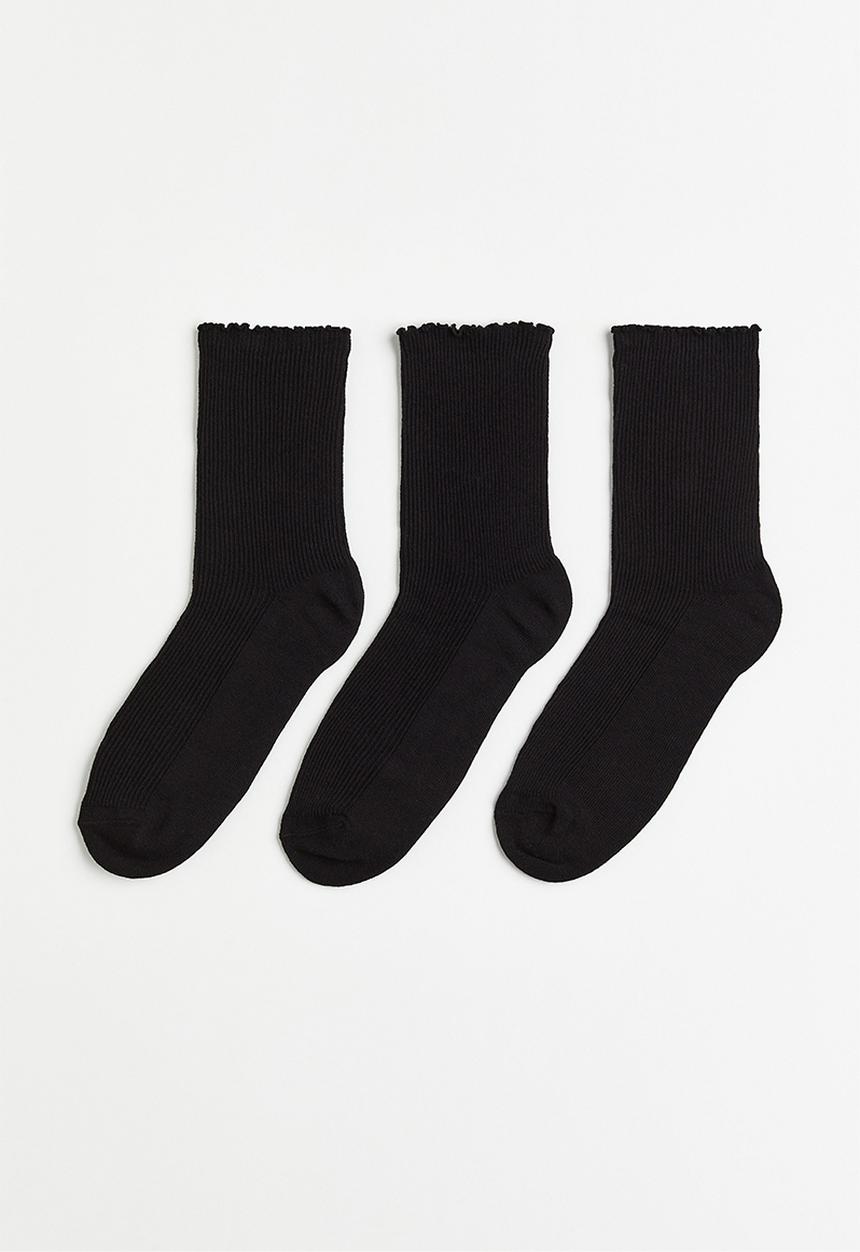 H&M - 3-pack rib-knit socks - black