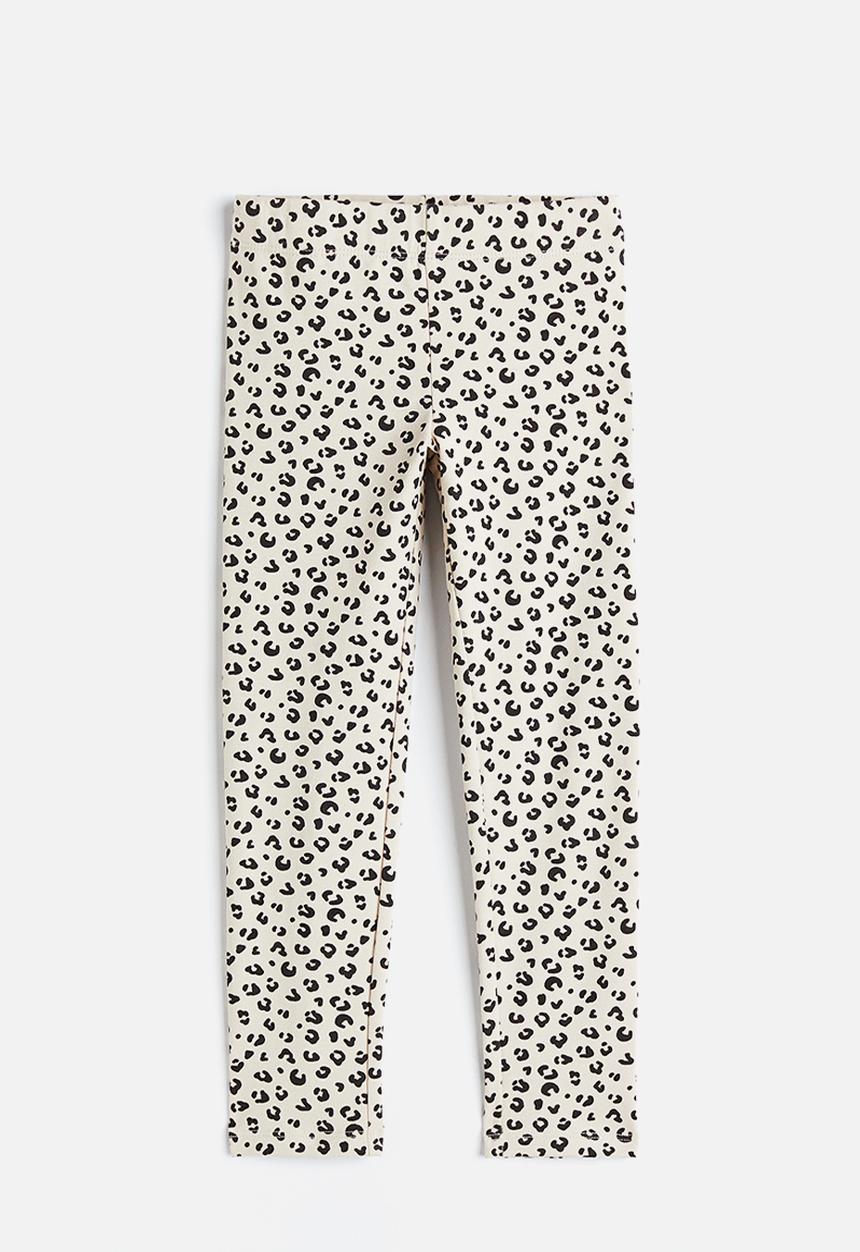 H&M - Leggings with brushed inside - light beige/leopard print