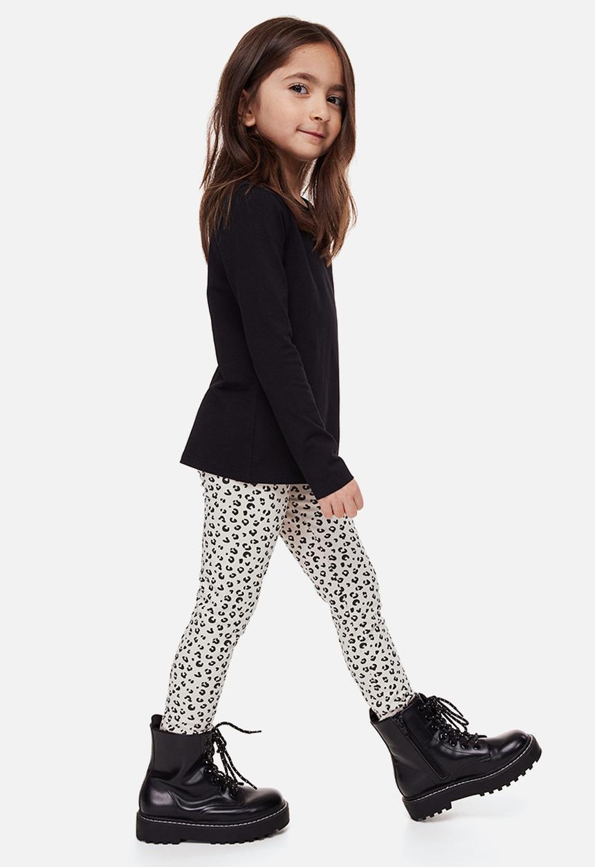 H&M - Leggings with brushed inside - light beige/leopard print