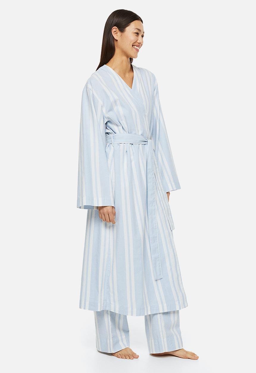H&M - Twill dressing gown - light blue/striped 