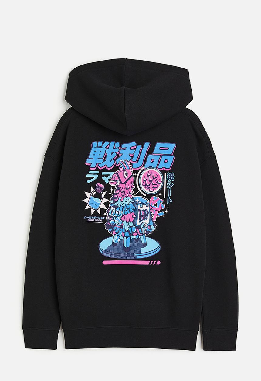 H&M - Printed hoodie - black fortnite 