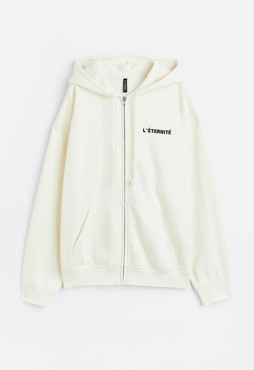 H&M - Oversized zip-through hoodie - multi,white