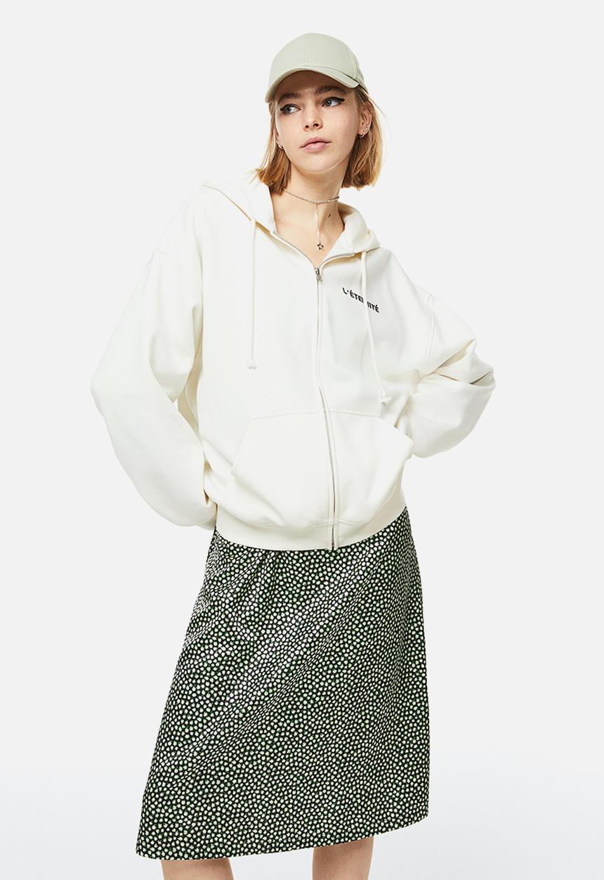 H&M - Oversized zip-through hoodie - multi,white