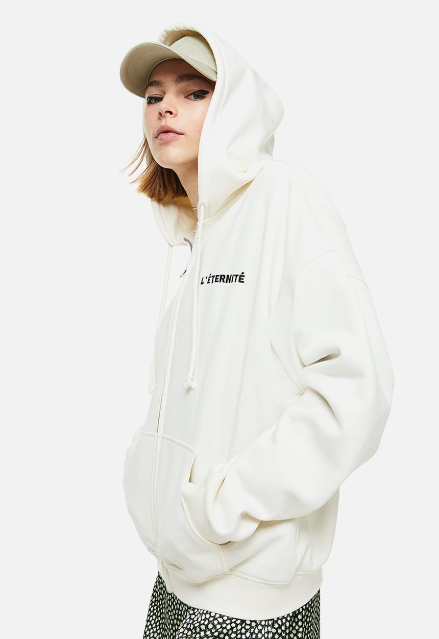 H&M - Oversized zip-through hoodie - multi,white