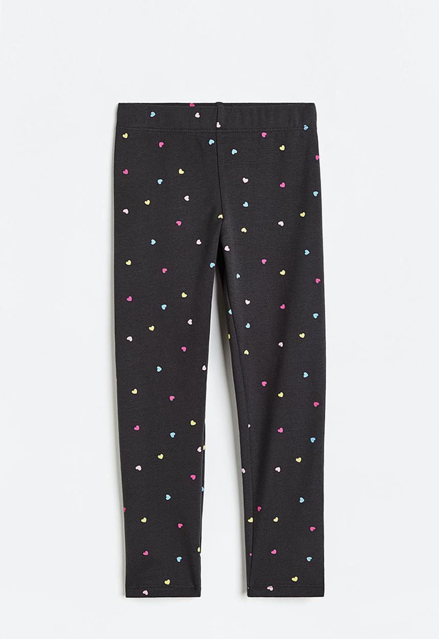 H&M - Leggings with brushed inside - dark grey/hearts