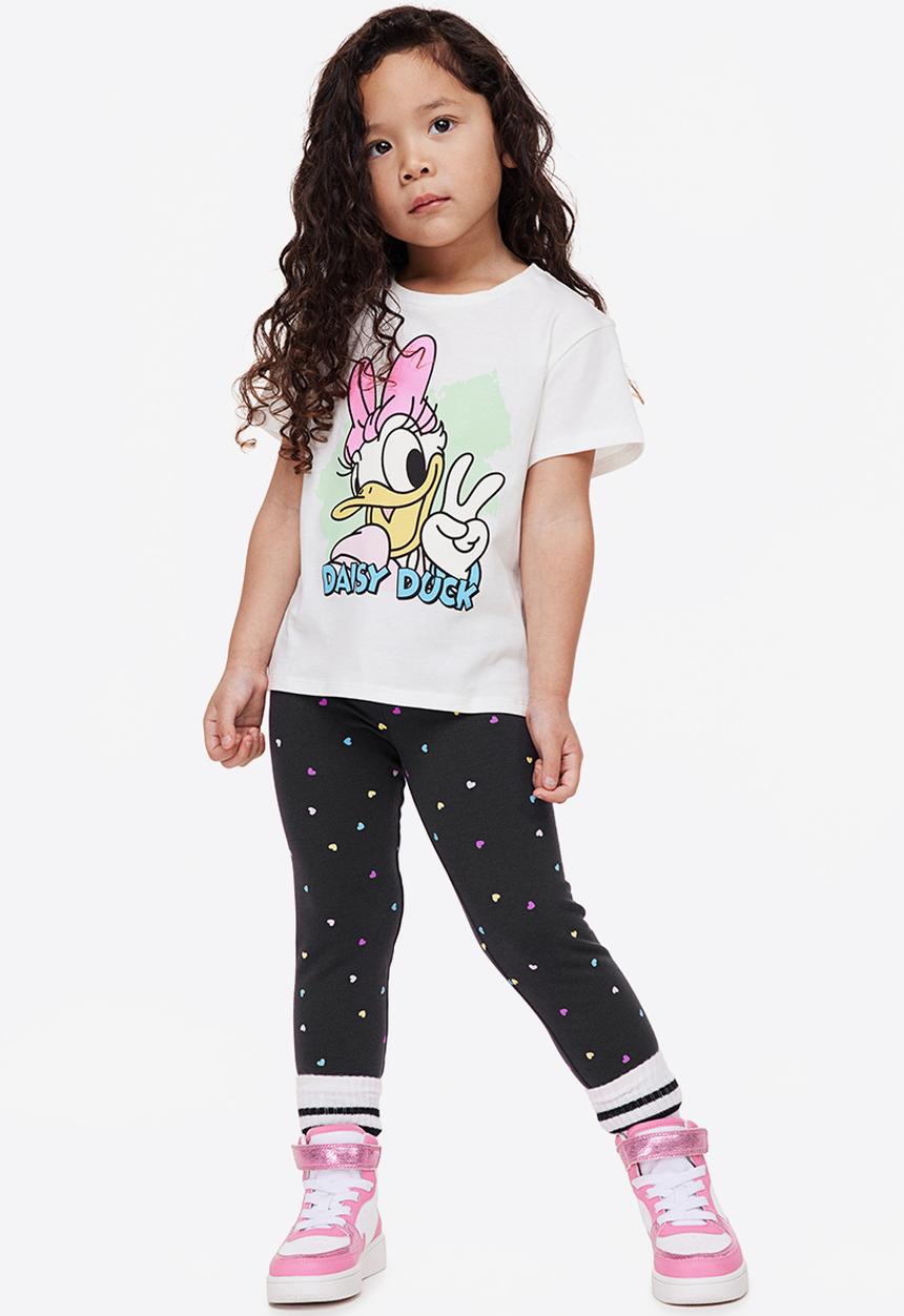 H&M - Leggings with brushed inside - dark grey/hearts