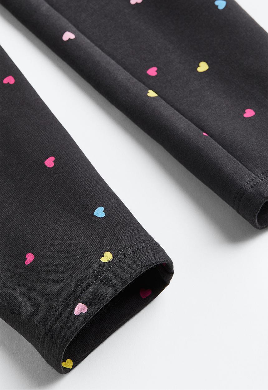 H&M - Leggings with brushed inside - dark grey/hearts